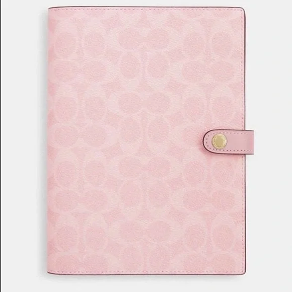 Last - Coach Powder Pink Signature Pattern Notebook - Picture 1 of 3